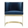 Manhattan Comfort Aura Royal Blue and Polished Brass Velvet Dining Chair Front - Manhattan Comfort Aura Royal Blue and Polished Brass Velvet Dining Chair Front