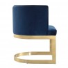 Manhattan Comfort Aura Royal Blue and Polished Brass Velvet Dining Chair Side