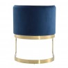 Manhattan Comfort Aura Royal Blue and Polished Brass Velvet Dining Chair Back