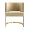 Manhattan Comfort Aura Sand and Polished Brass Velvet Dining Chair Front
