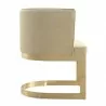 Manhattan Comfort Aura Sand and Polished Brass Velvet Dining Chair Side - Manhattan Comfort Aura Sand and Polished Brass Velvet Dining Chair Side