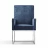 Manhattan Comfort Element Blue Velvet Dining Armchair Front - Manhattan Comfort Element Blue Velvet Dining Armchair Front