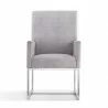 Manhattan Comfort Element Grey Velvet Dining Armchair Front - Manhattan Comfort Element Grey Velvet Dining Armchair Front