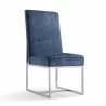 Manhattan Comfort Element Blue Velvet Dining Chair - Manhattan Comfort Element Blue Velvet Dining Chair