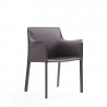 Manhattan Comfort Paris Grey Saddle Leather Armchair Front Angle
