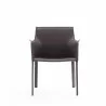 Manhattan Comfort Paris Grey Saddle Leather Armchair Front - Manhattan Comfort Paris Grey Saddle Leather Armchair Front