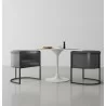 Manhattan Comfort Bali Pebble and Black Faux Leather Dining Chair - Manhattan Comfort Bali Pebble and Black Faux Leather Dining Chair