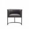 Manhattan Comfort Bali Pebble and Black Faux Leather Dining Chair Front