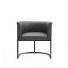 Manhattan Comfort Bali Pebble and Black Faux Leather Dining Chair Front - Manhattan Comfort Bali Pebble and Black Faux Leather Dining Chair Front