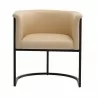 Manhattan Comfort Bali Tan and Black Faux Leather Dining Chair Front - Manhattan Comfort Bali Tan and Black Faux Leather Dining Chair Front