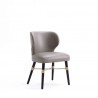Manhattan Comfort Modern Strine Dining Chair Upholstered in Velvet and Leatherette with Solid Wood Legs in Dark Taupe Front Angle