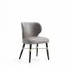 Manhattan Comfort Modern Strine Dining Chair Upholstered in Velvet and Leatherette with Solid Wood Legs in Dark Taupe Front Angle - Manhattan Comfort Modern Strine Dining Chair Upholstered in Velvet and Leatherette with Solid Wood Legs in Dark Taupe Front Angle