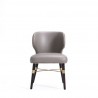 Manhattan Comfort Modern Strine Dining Chair Upholstered in Velvet and Leatherette with Solid Wood Legs in Dark Taupe Front
