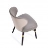 Manhattan Comfort Modern Strine Dining Chair Upholstered in Velvet and Leatherette with Solid Wood Legs in Dark Taupe Top