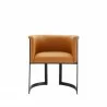 Manhattan Comfort Corso Leatherette Dining Chair with Metal Frame in Tan Front - Manhattan Comfort Corso Leatherette Dining Chair with Metal Frame in Tan Front