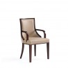 Manhattan Comfort Grand Faux Leather Dining Armchair in Tan with Beech Wood Frame Front Angle
