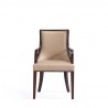 Manhattan Comfort Grand Faux Leather Dining Armchair in Tan with Beech Wood Frame Front