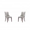 Manhattan Comfort Shubert Modern Faux Leather and Velvet Dining Chair in Light Grey (Set of 2)
