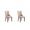 Manhattan Comfort Shubert Modern Faux Leather and Velvet Dining Chair in Tan (Set of 2)