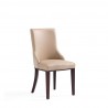 Manhattan Comfort Shubert Modern Faux Leather and Velvet Dining Chair in Tan Side Angle