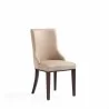 Manhattan Comfort Shubert Modern Faux Leather and Velvet Dining Chair in Tan Side Angle - Manhattan Comfort Shubert Modern Faux Leather and Velvet Dining Chair in Tan Side Angle