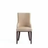 Manhattan Comfort Shubert Modern Faux Leather and Velvet Dining Chair in Tan Front - Manhattan Comfort Shubert Modern Faux Leather and Velvet Dining Chair in Tan Front