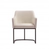 Manhattan Comfort Modern Serena Dining Armchair Upholstered in Leatherette with Steel Legs Cream Front