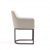 Manhattan Comfort Modern Serena Dining Armchair Upholstered in Leatherette with Steel Legs Cream  Side