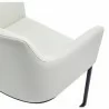 Manhattan Comfort Modern Serena Dining Armchair Upholstered in Leatherette with Steel Legs Cream  Half - Manhattan Comfort Modern Serena Dining Armchair Upholstered in Leatherette with Steel Legs Cream  Half