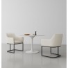 Manhattan Comfort Modern Serena Dining Armchair Upholstered in Leatherette with Steel Legs - Set of 2 Cream