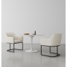 Manhattan Comfort Modern Serena Dining Armchair Upholstered in Leatherette with Steel Legs Cream