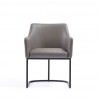 Manhattan Comfort Modern Serena Dining Armchair Upholstered in Leatherette with Steel Legs Grey Front