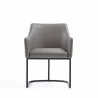 Manhattan Comfort Modern Serena Dining Armchair Upholstered in Leatherette with Steel Legs Grey Front - Manhattan Comfort Modern Serena Dining Armchair Upholstered in Leatherette with Steel Legs Grey Front