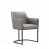 Manhattan Comfort Modern Serena Dining Armchair Upholstered in Leatherette with Steel Legs Grey Side