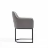 Manhattan Comfort Modern Serena Dining Armchair Upholstered in Leatherette with Steel Legs Grey Side - Manhattan Comfort Modern Serena Dining Armchair Upholstered in Leatherette with Steel Legs Grey Side