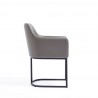 Manhattan Comfort Modern Serena Dining Armchair Upholstered in Leatherette with Steel Legs Grey Side