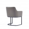 Manhattan Comfort Modern Serena Dining Armchair Upholstered in Leatherette with Steel Legs Grey Back Angle