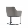 Manhattan Comfort Modern Serena Dining Armchair Upholstered in Leatherette with Steel Legs Grey Back Angle - Manhattan Comfort Modern Serena Dining Armchair Upholstered in Leatherette with Steel Legs Grey Back Angle