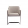 Manhattan Comfort Modern Serena Dining Armchair Upholstered in Leatherette with Steel Legs Cream  Front