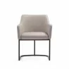 Manhattan Comfort Modern Serena Dining Armchair Upholstered in Leatherette with Steel Legs Cream  Front - Manhattan Comfort Modern Serena Dining Armchair Upholstered in Leatherette with Steel Legs Cream  Front