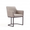 Manhattan Comfort Modern Serena Dining Armchair Upholstered in Leatherette with Steel Legs Cream Side