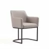 Manhattan Comfort Modern Serena Dining Armchair Upholstered in Leatherette with Steel Legs Cream Side - Manhattan Comfort Modern Serena Dining Armchair Upholstered in Leatherette with Steel Legs Cream Side
