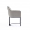 Manhattan Comfort Modern Serena Dining Armchair Upholstered in Leatherette with Steel Legs Light Grey Side