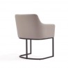 Manhattan Comfort Modern Serena Dining Armchair Upholstered in Leatherette with Steel Legs Light Grey Side