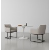 Manhattan Comfort Modern Serena Dining Armchair Upholstered in Leatherette with Steel Legs - Set of 2 Light Grey