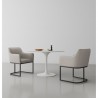 Manhattan Comfort Modern Serena Dining Armchair Upholstered in Leatherette with Steel Legs Light Grey