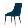 Manhattan Comfort Modern Eda Velvet and Leatherette Dining Chair In Blue Side Angle - Manhattan Comfort Modern Eda Velvet and Leatherette Dining Chair In Blue Side Angle