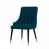 Manhattan Comfort Modern Eda Velvet and Leatherette Dining Chair In Blue Front Angle - Manhattan Comfort Modern Eda Velvet and Leatherette Dining Chair In Blue Front Angle