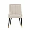Manhattan Comfort Modern Eda Velvet and Leatherette Dining Chair In Cream Front - Manhattan Comfort Modern Eda Velvet and Leatherette Dining Chair In Cream Front