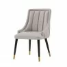 Manhattan Comfort Modern Eda Velvet and Leatherette Dining Chair In Grey Front Angle - Manhattan Comfort Modern Eda Velvet and Leatherette Dining Chair In Grey Front Angle